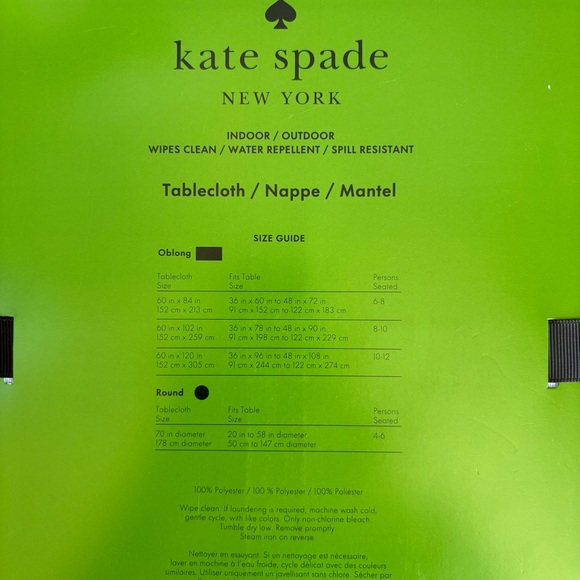 Kate Spade Blue Striped Lemon Round Indoor Outdoor Tablecloth  70” NWT - Picture 3 of 5